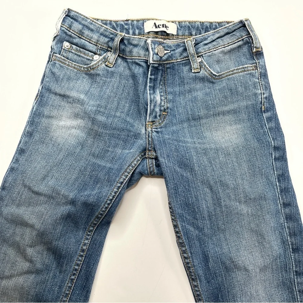Acne Studios Kex Jeans Le Blue Cropped Raw Hem Size 27
